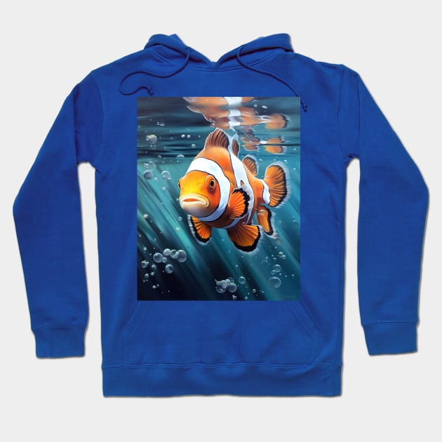 Oil paint Hyperrealism: Amazing Zoo Clownfish Hoodie by ABART BY ALEXST 